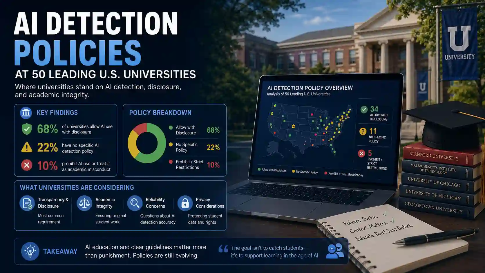 AI Detection Policies at 50 Leading U.S. Universities: 2026 Study