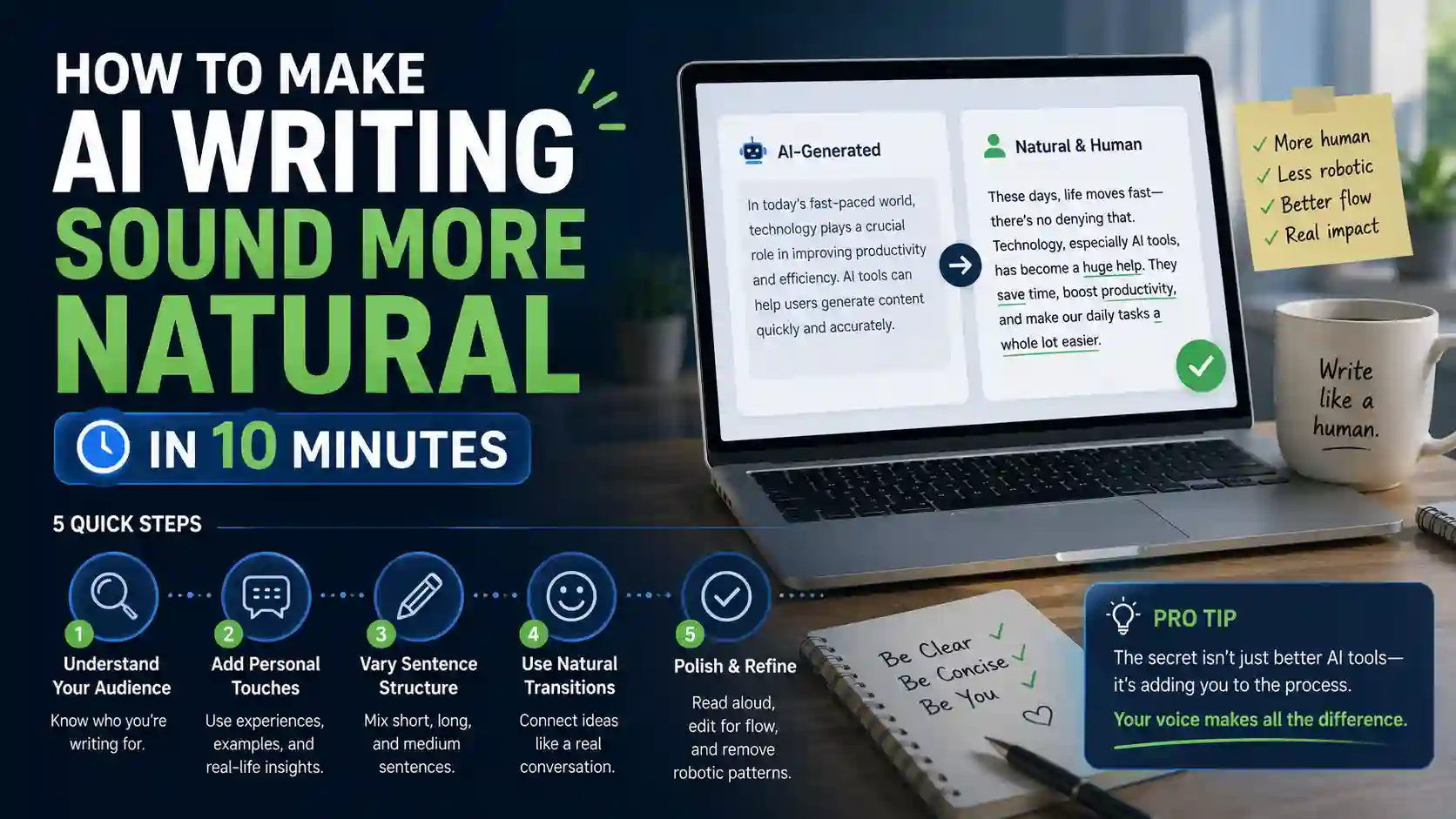 How to Make AI Writing Sound More Natural in 10 Minutes