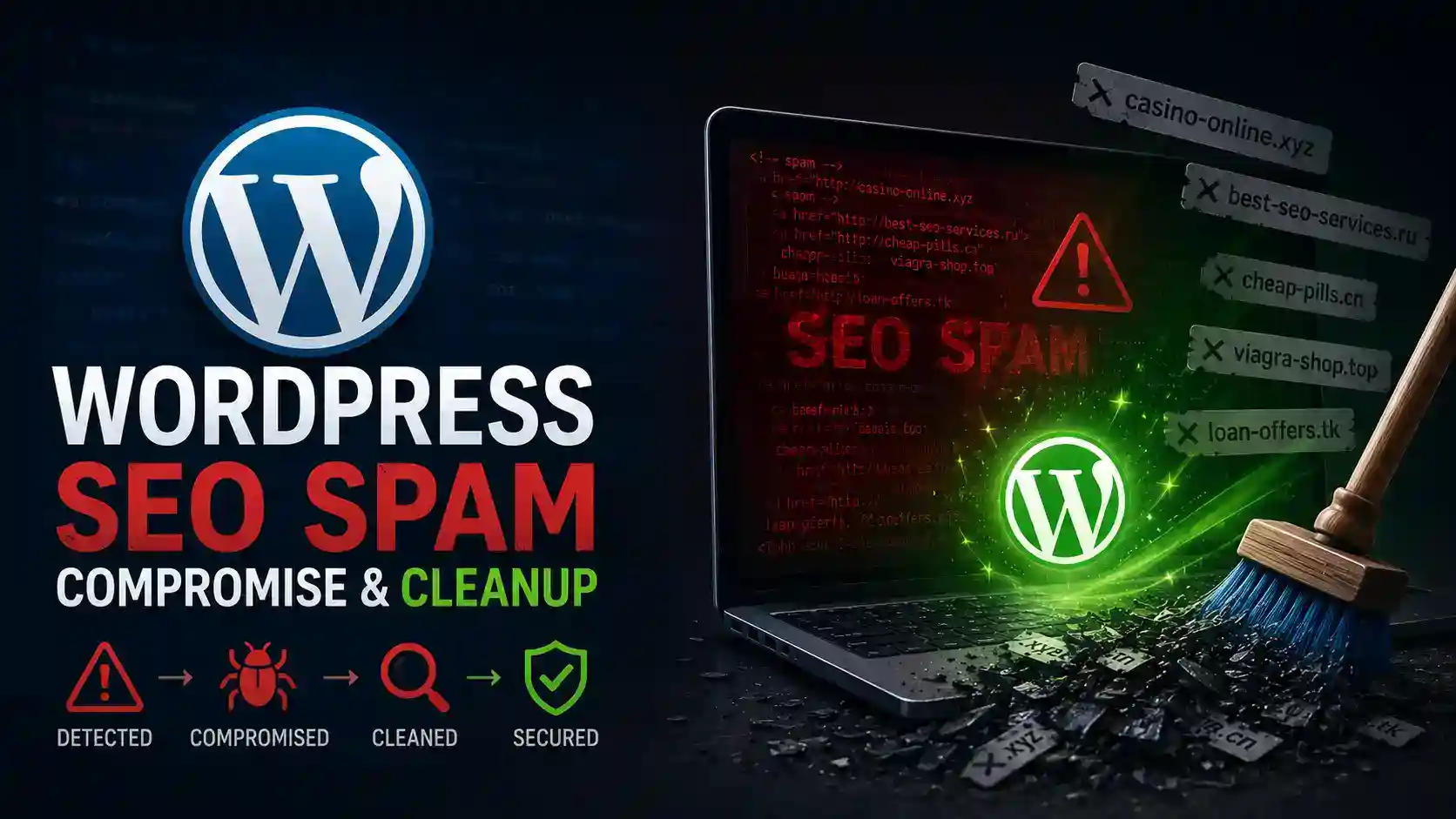 WordPress SEO Spam injection Cleanup