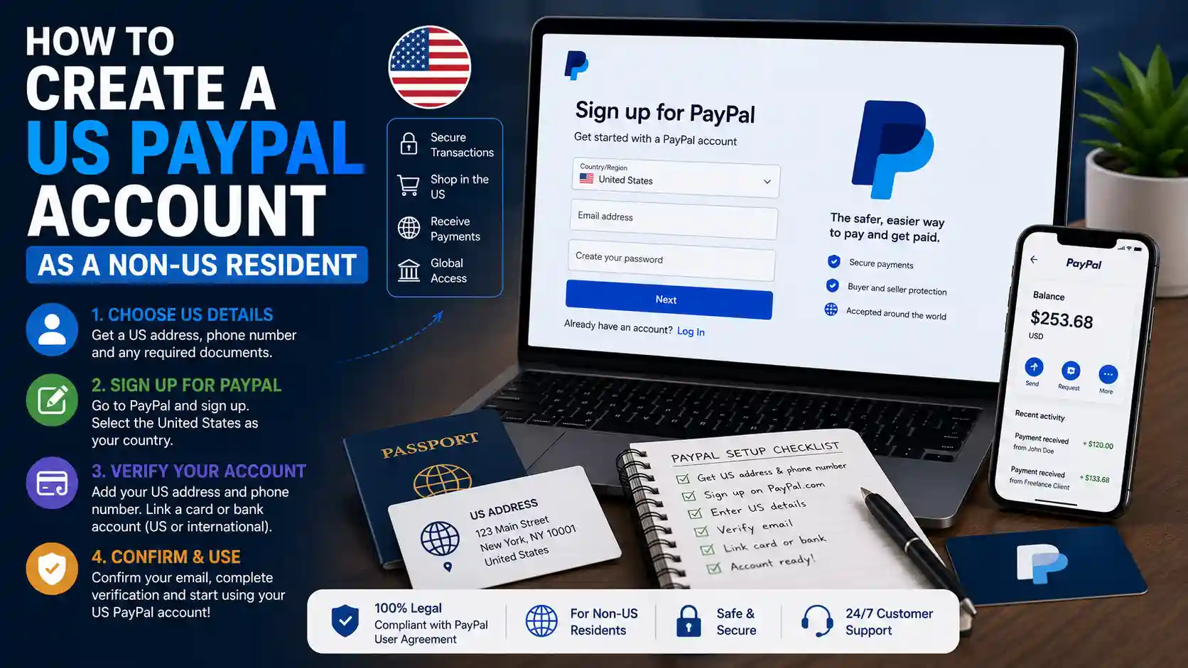 How to Create a US PayPal Account as a Non-US Resident
