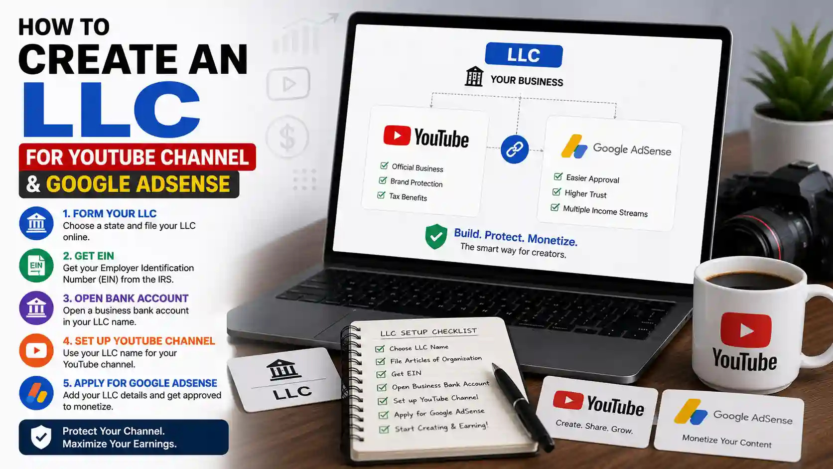 How to Create an LLC for YouTube Channel & Google AdSense